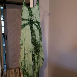 Green corset layered dress